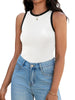 Onfers Ribbed Tank Top for Women Summer Crew Neck Color Block Sleeveless Casual Shirts Slim Fitted Tops