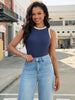 Onfers Ribbed Tank Top for Women Summer Crew Neck Color Block Sleeveless Casual Shirts Slim Fitted Tops