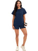 Onfers Womens 2 Piece Outfits Short Sleeve Tops and Drawstring Shorts Lounge Sets Casual Summer