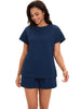 Onfers Womens 2 Piece Outfits Short Sleeve Tops and Drawstring Shorts Lounge Sets Casual Summer