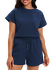 Onfers Womens 2 Piece Outfits Short Sleeve Tops and Drawstring Shorts Lounge Sets Casual Summer