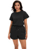 Onfers Womens 2 Piece Outfits Short Sleeve Tops and Drawstring Shorts Lounge Sets Casual Summer