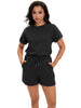 Onfers Womens 2 Piece Outfits Short Sleeve Tops and Drawstring Shorts Lounge Sets Casual Summer
