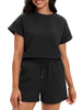 Onfers Womens 2 Piece Outfits Short Sleeve Tops and Drawstring Shorts Lounge Sets Casual Summer