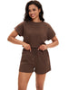 Onfers Womens 2 Piece Outfits Short Sleeve Tops and Drawstring Shorts Lounge Sets Casual Summer