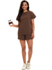 Onfers Womens 2 Piece Outfits Short Sleeve Tops and Drawstring Shorts Lounge Sets Casual Summer
