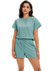 Onfers Womens 2 Piece Outfits Short Sleeve Tops and Drawstring Shorts Lounge Sets Casual Summer