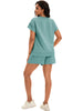 Onfers Womens 2 Piece Outfits Short Sleeve Tops and Drawstring Shorts Lounge Sets Casual Summer