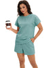 Onfers Womens 2 Piece Outfits Short Sleeve Tops and Drawstring Shorts Lounge Sets Casual Summer