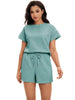 Onfers Womens 2 Piece Outfits Short Sleeve Tops and Drawstring Shorts Lounge Sets Casual Summer