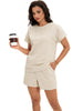 Onfers Womens 2 Piece Outfits Short Sleeve Tops and Drawstring Shorts Lounge Sets Casual Summer