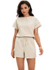 Onfers Womens 2 Piece Outfits Short Sleeve Tops and Drawstring Shorts Lounge Sets Casual Summer