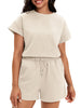 Onfers Womens 2 Piece Outfits Short Sleeve Tops and Drawstring Shorts Lounge Sets Casual Summer