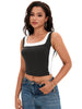 Onfers Color Block Tank for Women Sleeveless Square Neck Crop Tops Going Out Slim Fit Shirts