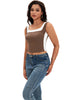 Onfers Color Block Tank for Women Sleeveless Square Neck Crop Tops Going Out Slim Fit Shirts