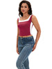 Onfers Color Block Tank for Women Sleeveless Square Neck Crop Tops Going Out Slim Fit Shirts
