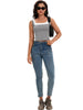Onfers Color Block Tank for Women Sleeveless Square Neck Crop Tops Going Out Slim Fit Shirts