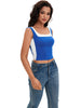 Onfers Color Block Tank for Women Sleeveless Square Neck Crop Tops Going Out Slim Fit Shirts