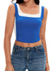 Onfers Color Block Tank for Women Sleeveless Square Neck Crop Tops Going Out Slim Fit Shirts