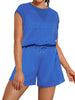 Onfers Womens Two Piece Outfits Tracksuit Cap Sleeve Sweatshirt Tops Elactsic Waist Short Sets Casual Sweat Set