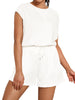 Onfers Womens Two Piece Outfits Tracksuit Cap Sleeve Sweatshirt Tops Elactsic Waist Short Sets Casual Sweat Set