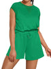 Onfers Womens Two Piece Outfits Tracksuit Cap Sleeve Sweatshirt Tops Elactsic Waist Short Sets Casual Sweat Set