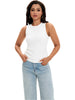 Onfers Womens Ruched Tank Top Ribbed Knit Crewneck Sleeveless Tops Fitted Basic Tees Shirts