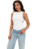 Onfers Womens Ruched Tank Top Ribbed Knit Crewneck Sleeveless Tops Fitted Basic Tees Shirts