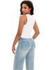 Onfers Womens Ruched Tank Top Ribbed Knit Crewneck Sleeveless Tops Fitted Basic Tees Shirts