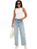 Onfers Womens Ruched Tank Top Ribbed Knit Crewneck Sleeveless Tops Fitted Basic Tees Shirts