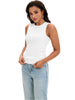 Onfers Womens Ruched Tank Top Ribbed Knit Crewneck Sleeveless Tops Fitted Basic Tees Shirts