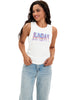 Onfers Womens Ruched Tank Top Ribbed Knit Crewneck Sleeveless Tops Fitted Basic Tees Shirts