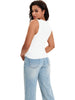 Onfers Womens Ruched Tank Top Ribbed Knit Crewneck Sleeveless Tops Fitted Basic Tees Shirts
