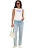 Onfers Womens Ruched Tank Top Ribbed Knit Crewneck Sleeveless Tops Fitted Basic Tees Shirts