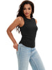 Onfers Womens Ruched Tank Top Ribbed Knit Crewneck Sleeveless Tops Fitted Basic Tees Shirts