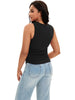 Onfers Womens Ruched Tank Top Ribbed Knit Crewneck Sleeveless Tops Fitted Basic Tees Shirts