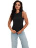 Onfers Womens Ruched Tank Top Ribbed Knit Crewneck Sleeveless Tops Fitted Basic Tees Shirts