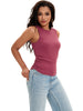 Onfers Womens Ruched Tank Top Ribbed Knit Crewneck Sleeveless Tops Fitted Basic Tees Shirts