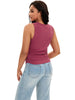 Onfers Womens Ruched Tank Top Ribbed Knit Crewneck Sleeveless Tops Fitted Basic Tees Shirts