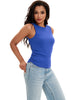 Onfers Womens Ruched Tank Top Ribbed Knit Crewneck Sleeveless Tops Fitted Basic Tees Shirts
