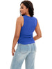 Onfers Womens Ruched Tank Top Ribbed Knit Crewneck Sleeveless Tops Fitted Basic Tees Shirts