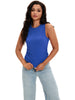 Onfers Womens Ruched Tank Top Ribbed Knit Crewneck Sleeveless Tops Fitted Basic Tees Shirts