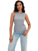 Onfers Womens Ruched Tank Top Ribbed Knit Crewneck Sleeveless Tops Fitted Basic Tees Shirts