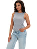 Onfers Womens Ruched Tank Top Ribbed Knit Crewneck Sleeveless Tops Fitted Basic Tees Shirts