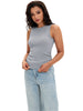 Onfers Womens Ruched Tank Top Ribbed Knit Crewneck Sleeveless Tops Fitted Basic Tees Shirts