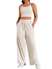 Onfers Womens Summer 2 Piece Outfits Tracksuit Cropped Camisole Tnak Tops Wide Leg Pants Casual Lounge Sets