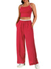 Onfers Womens Summer 2 Piece Outfits Tracksuit Cropped Camisole Tnak Tops Wide Leg Pants Casual Lounge Sets