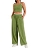 Onfers Womens Summer 2 Piece Outfits Tracksuit Cropped Camisole Tnak Tops Wide Leg Pants Casual Lounge Sets