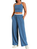 Onfers Womens Summer 2 Piece Outfits Tracksuit Cropped Camisole Tnak Tops Wide Leg Pants Casual Lounge Sets