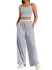 Onfers Womens Summer 2 Piece Outfits Tracksuit Cropped Camisole Tnak Tops Wide Leg Pants Casual Lounge Sets
